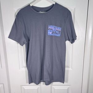 Gray Short Sleeve Crew Neck Tee with Subtle Chest Design Montana